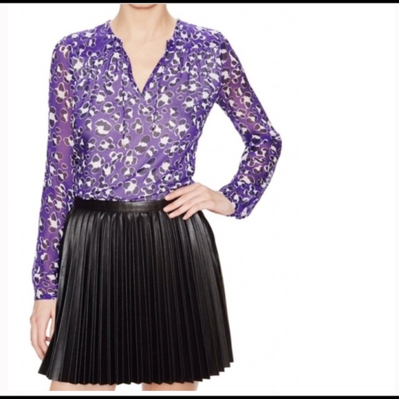 Diane Von Furstenberg Tops - {DVF} “JANA” Purple Floral Cat Silk Blouse/Top 4